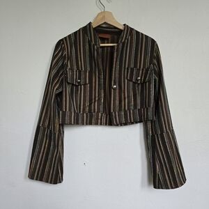 So Cool Boho 70s Cropped Multi Fringe Jacket Brown Size Small